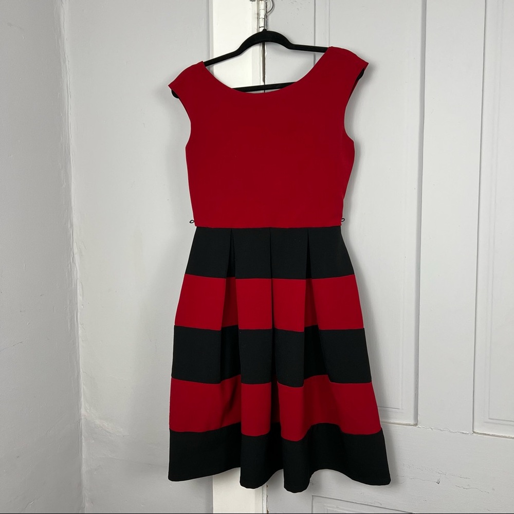 Red & Black Striped Tiana B Dress